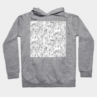 Oil Painted Gray Flowers Hoodie